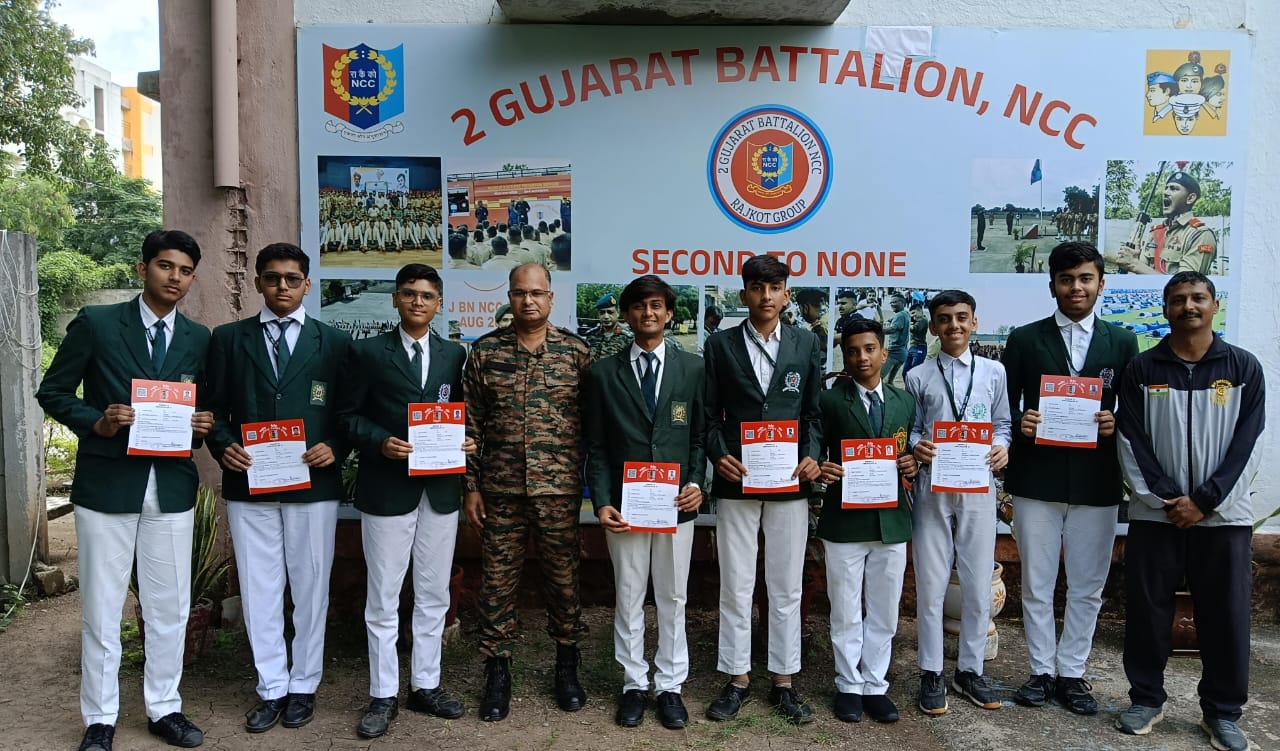 NCC A Certificate Awarded to DWPS Rajkot Students