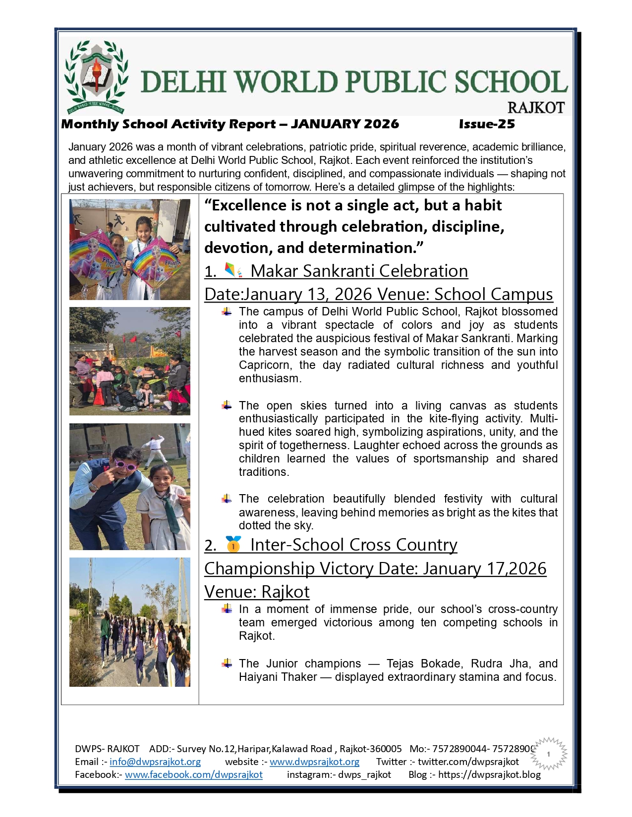 DWPS Rajkot Scholastic and Co scholastic Activities News